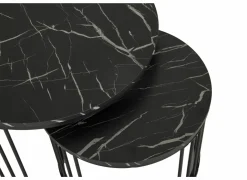 Bijzettafel Ø70cm - decor - zwart set van 2