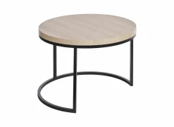 Bijzettafel Ø76cm - melamine - urban oak & zwart