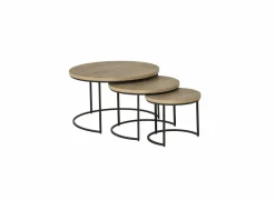 Bijzettafel Cronos Ø80cm - decor - naturel - set van 3