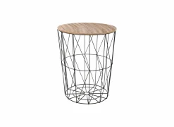 Bijzettafel Kumi Ø47cm - metaal - zwart & naturel