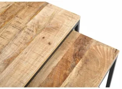 Bijzettafel Lina 60x60cm - mango massief - naturel - set van 2