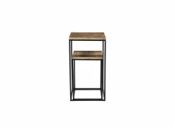 Bijzettafel Maya 35x35cm - mango massief - naturel - set van 2