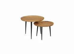 Bijzettafel Quant Ø60cm - acacia massief - bruin - set van 2