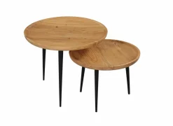Bijzettafel Quant Ø60cm - acacia massief - bruin - set van 2