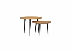 Bijzettafel Quant Ø60cm - acacia massief - bruin - set van 2