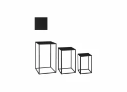 Bijzettafel Quinty 30x30cm - metaal - zwart - set van 3