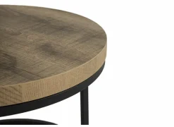 Bijzettafel SL2303  Ø76xH45,5cm/Ø56xH38,5cm - decor & metaal - scarlet oak set van 2