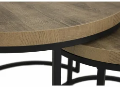 Bijzettafel SL2303  Ø76xH45,5cm/Ø56xH38,5cm - decor & metaal - scarlet oak set van 2