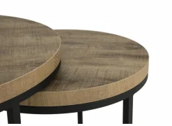 Bijzettafel SL2303  Ø76xH45,5cm/Ø56xH38,5cm - decor & metaal - tropix set van 2