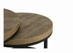 Bijzettafel SL2303  Ø76xH45,5cm/Ø56xH38,5cm - decor & metaal - tropix set van 2