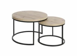 Bijzettafel SL2303  Ø76xH45,5cm/Ø56xH38,5cm - decor & metaal - canyon oak