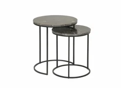 Bijzettafel Trail Ø48cm - marmer - bruin - set van 2