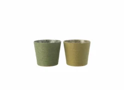 Bloempot H15cm - kunststof & papier - groen