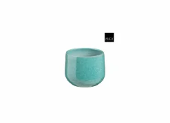 Bloempot Matteo H13cm - terracotta - turquoise