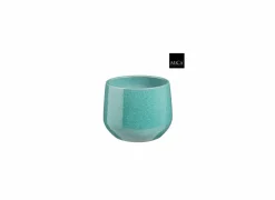 Bloempot Matteo H15cm - terracotta - turquoise