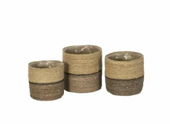 Bloempot Sade set van 3 - zeegras - naturel