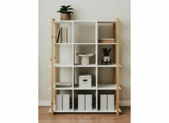 Boekenrek Denver 107x39x145cm - decor - wit & artisanale eik