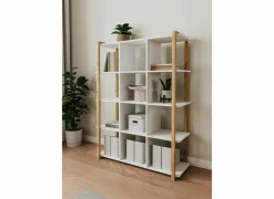 Boekenrek Denver 107x39x145cm - decor - wit & artisanale eik