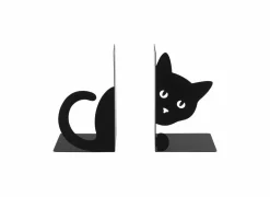 Boekensteun Chat Cache H16cm - metaal - zwart