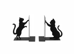 Boekensteun Chat Joueur H15cm - metaal - zwart