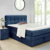 Boxspring Amy 140x200cm - stof - donkerblauw met opbergruimte