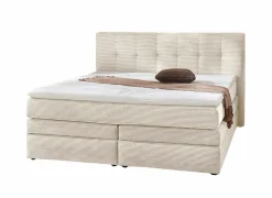 Boxspring Amy 180x200cm - stof - ecru met opbergruimte