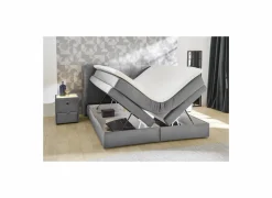 Boxspring Amy 180x200cm - stof - grijs met opbergruimte