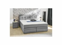 Boxspring Amy 180x200cm - stof - grijs met opbergruimte