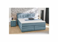 Boxspring Amy 180x200cm - stof - blauw met opbergruimte