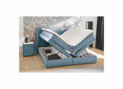Boxspring Amy 180x200cm - stof - blauw met opbergruimte