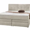 Boxspring Amy 180x200cm - stof - greige met opbergruimte