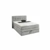 Boxspring Amy 140x200cm - stof - lichtgrijs met opbergruimte