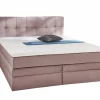 Boxspring Amy 180x200cm - stof - roze met opbergruimte
