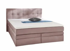 Boxspring Amy 180x200cm - stof - roze met opbergruimte