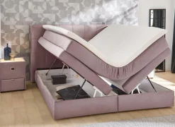 Boxspring Amy 180x200cm - stof - roze met opbergruimte
