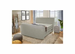 Boxspring Belair Mix 180x200cm - stof - lichtgrijs met tv-lift en opbergruimte