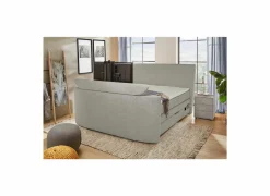 Boxspring Belair Mix 180x200cm - stof - lichtgrijs met tv-lift en opbergruimte