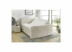 Boxspring Belair Normal 180x200cm - stof - beige met tv-lift en opbergruimte