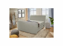 Boxspring Belair Normal 180x200cm - stof - lichtgrijs met tv-lift en opbergruimte