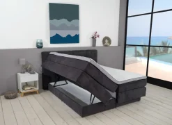 Boxspring BX2110 Portage 180x200cm - stof - antraciet met opbergruimte