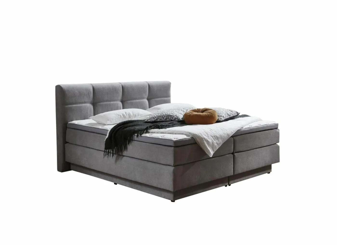 Boxspring BX2110 Portage 180x200cm - stof - middengrijs met opbergruimte