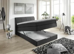 Boxspring BX1440  120x200cm - stof - antraciet met opbergruimte