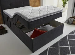 Boxspring BX1880  100x200cm - stof - grijs met opbergruimte