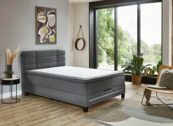 Boxspring BX2260  140x200cm - stof - lichtgrijs met opbergruimte