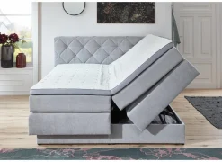 Boxspring BX2060 180x200cm - stof - lichtgrijs met opbergruimte