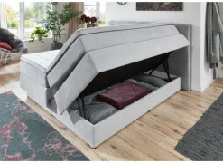 Boxspring BX2060 180x200cm - stof - lichtgrijs met opbergruimte