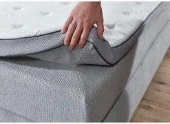 Boxspring BX2060 180x200cm - stof - lichtgrijs met opbergruimte