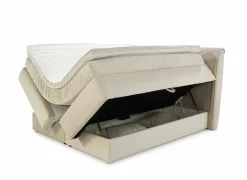 Boxspring Caren Max 180x200cm - stof - ecru met opbergruimte