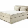 Boxspring Caren Mix 180x200cm - stof - ecru met opbergruimte