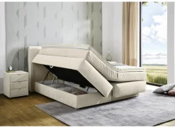 Boxspring Caren Mix 180x200cm - stof - ecru met opbergruimte